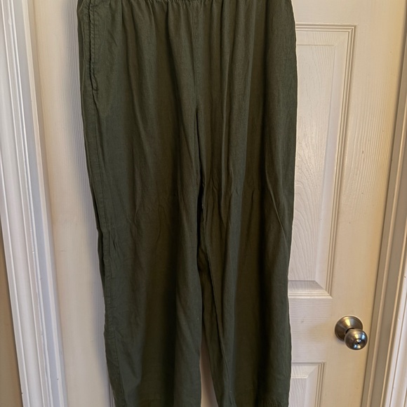 Old Navy Pants - Old Navy Women’s High-Rise Wide-Leg Linen Pants, Forest Green, Size Large.